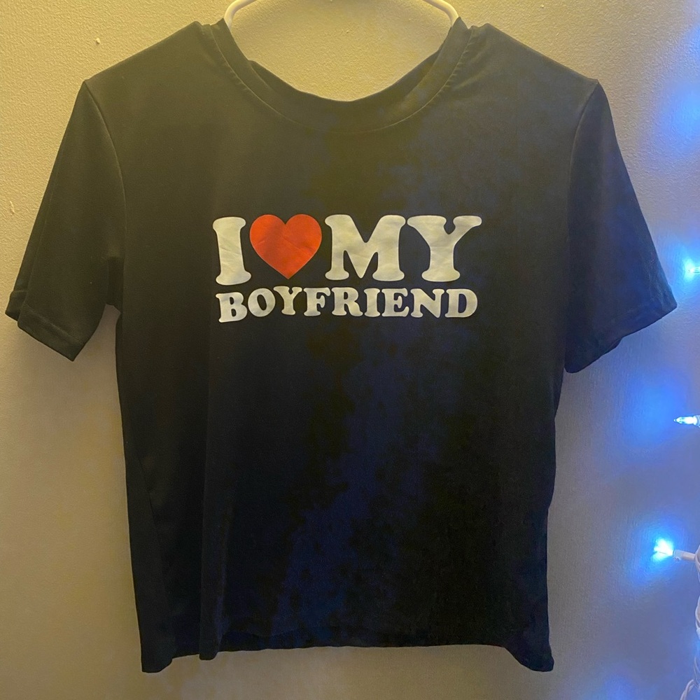 SHEIN I love my boyfriend shirt in size small (US4) in black